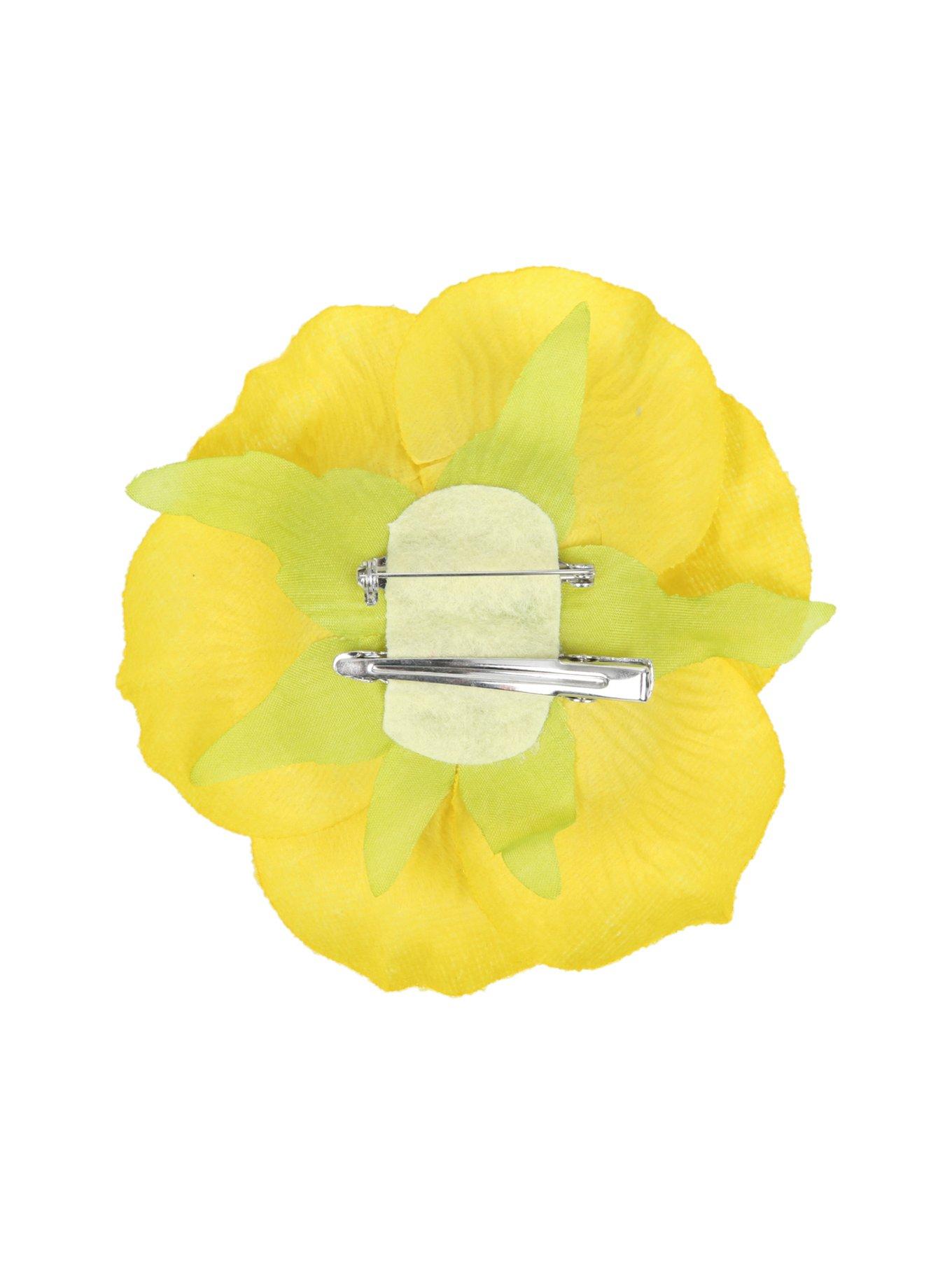 Yellow Rose Soft Flower Hair Clip, , alternate