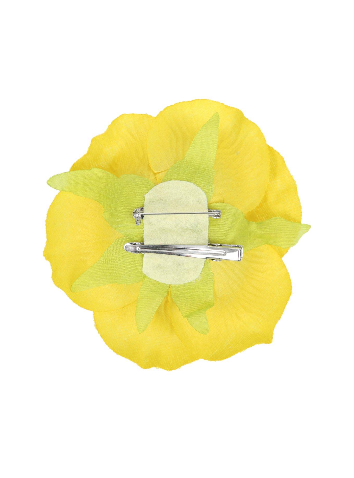 Yellow Rose Soft Flower Hair Clip, , alternate