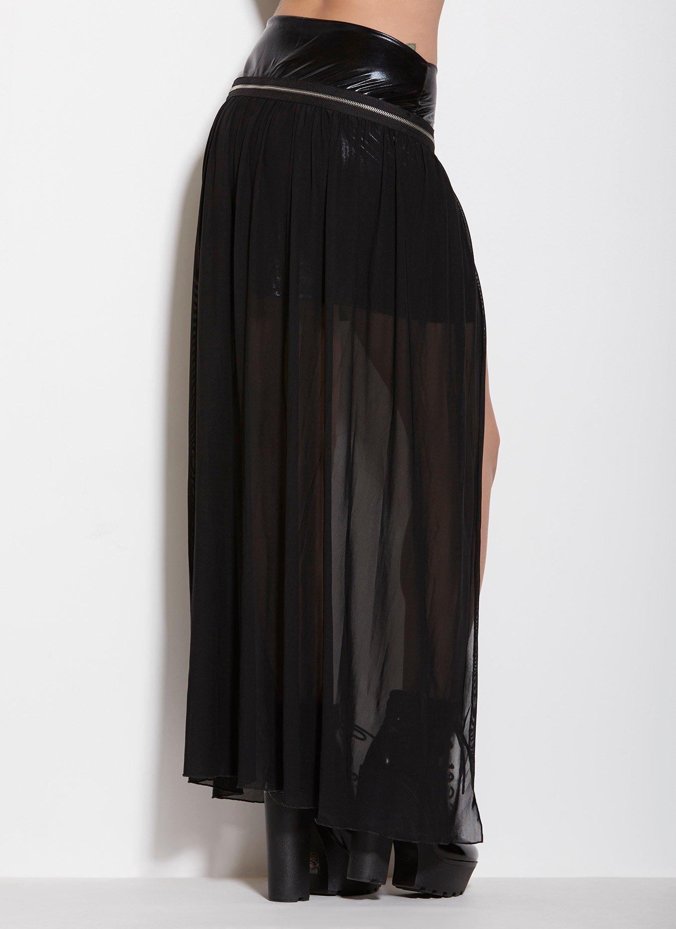 Removable Mesh Maxi Skirt, BLACK, alternate