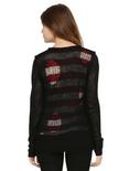 Royal Bones By Tripp Black White & Red Striped Reversible Sweater, , alternate