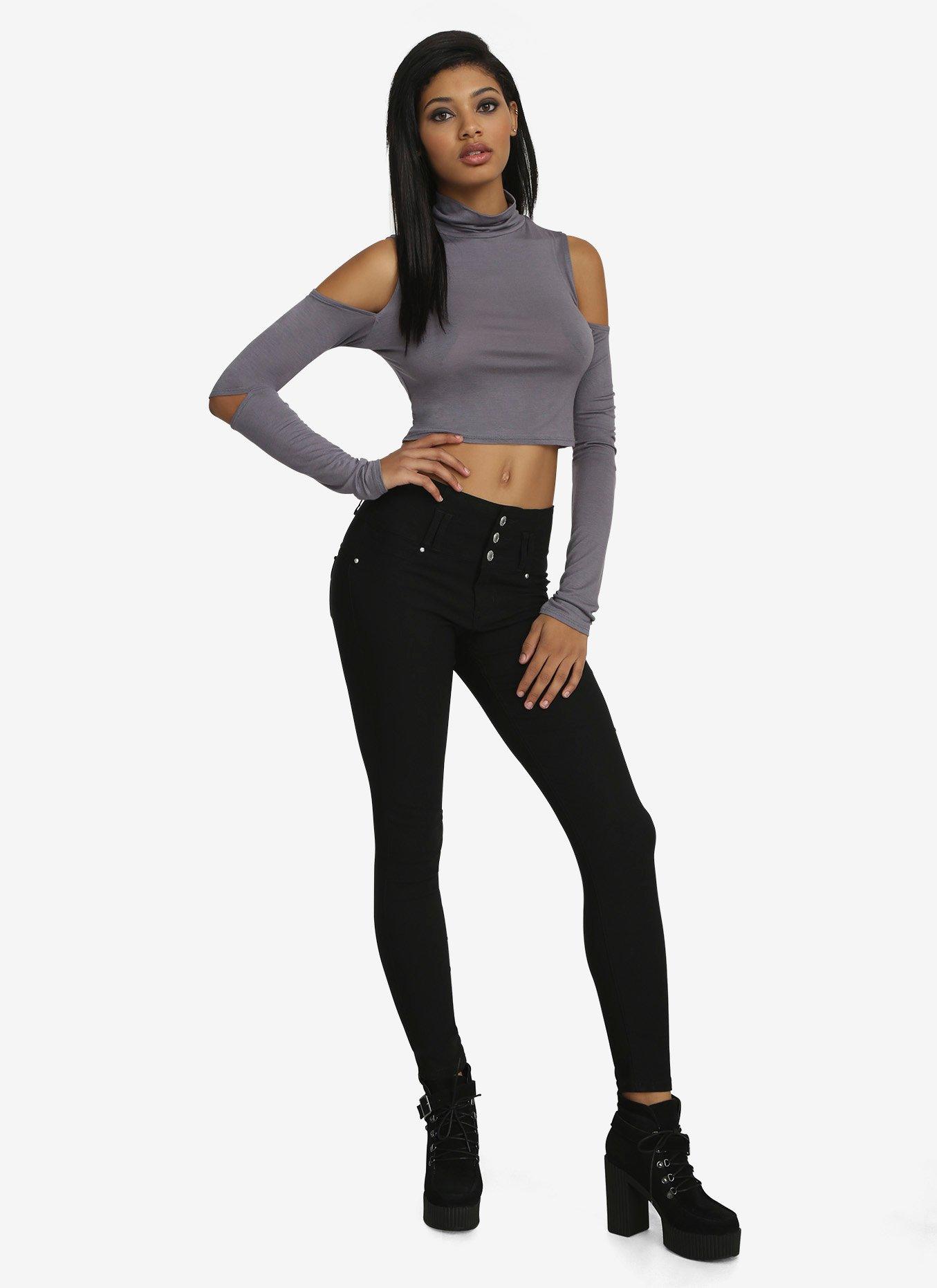 Cold Shoulder Elbow Cut-Out Top, , alternate