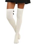Cream Bow Over-The-Knee Socks, , alternate