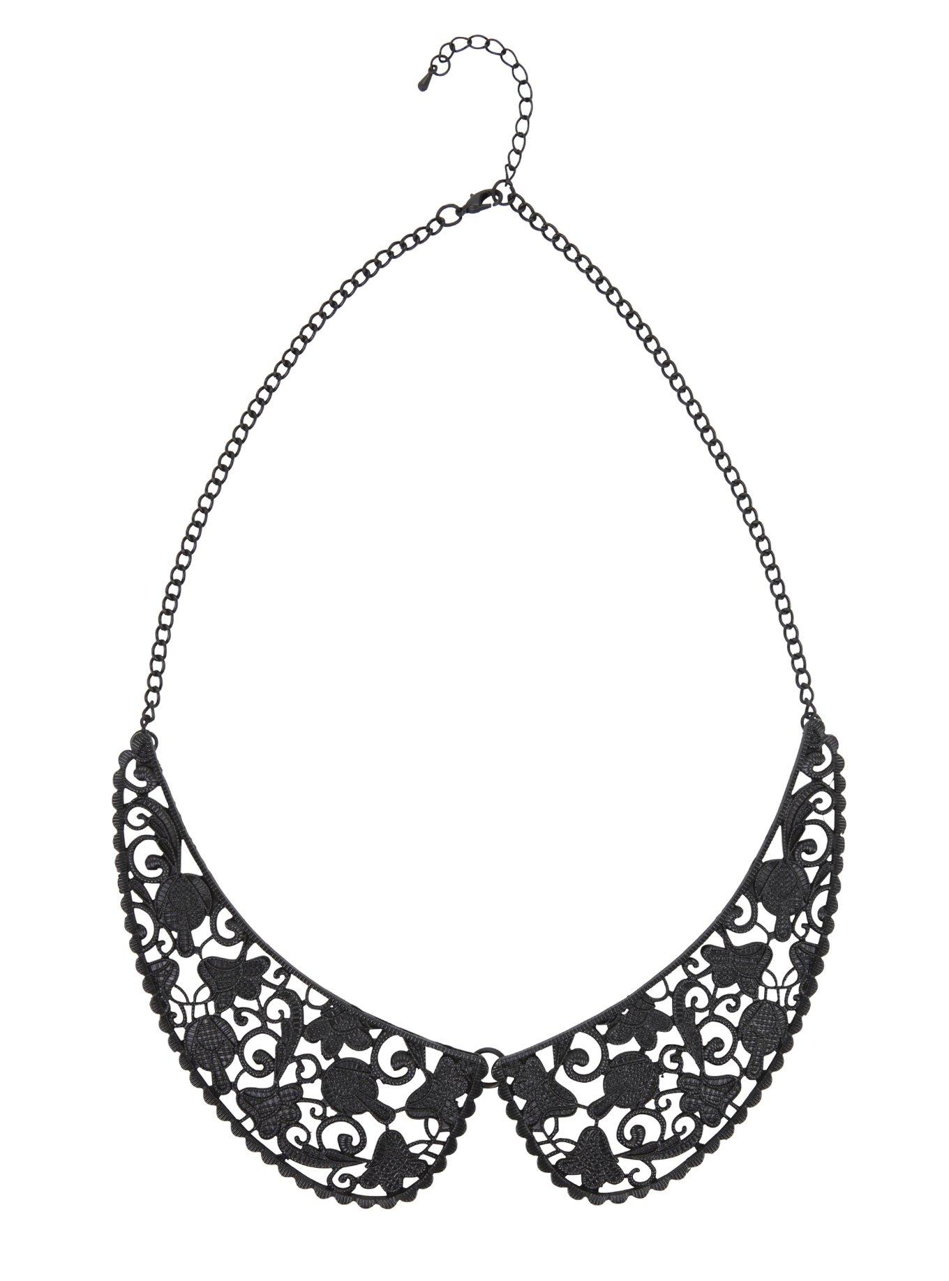 Black Filigree Collar Necklace, , alternate