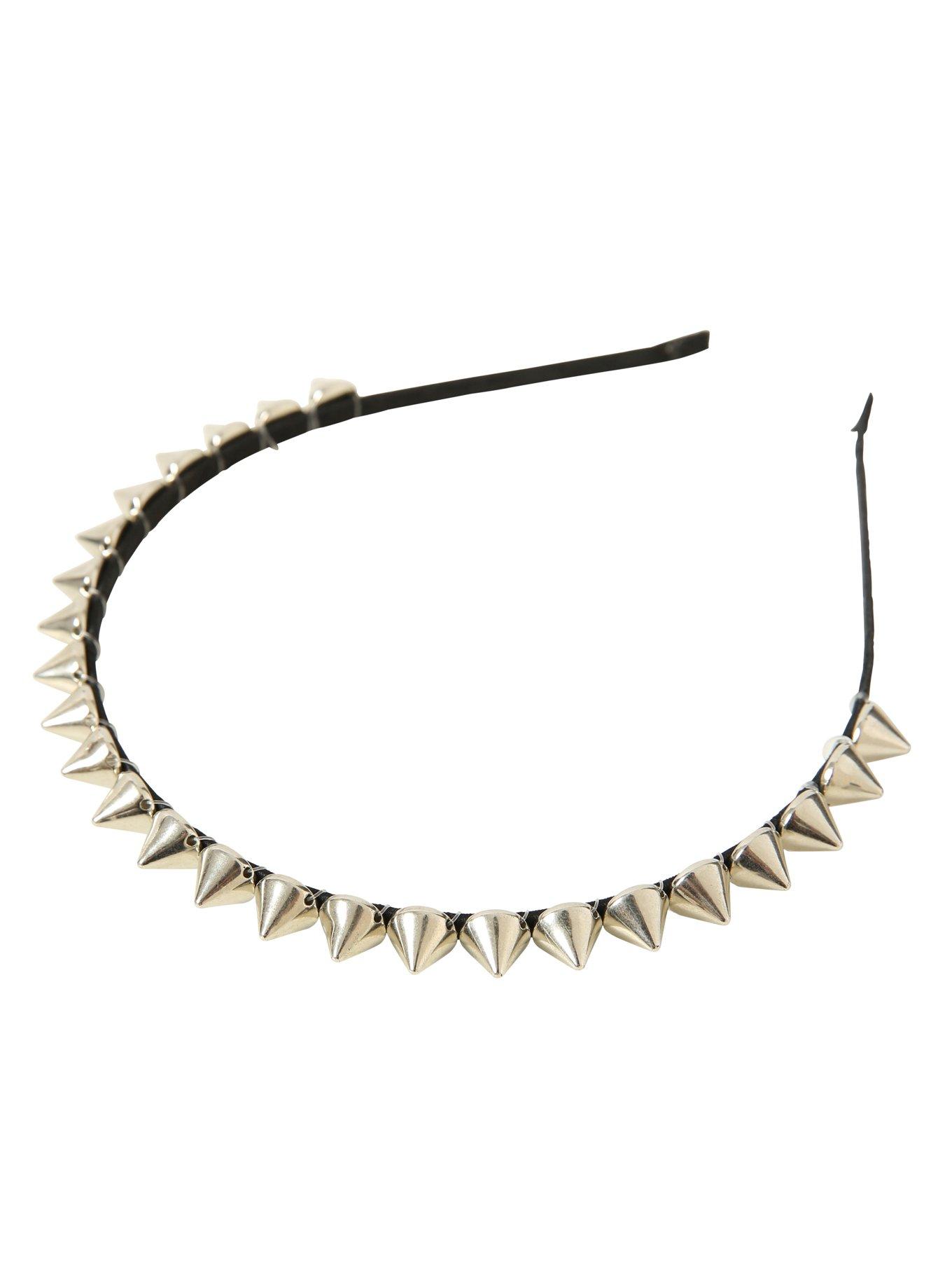 Silver Spiked Headband, , alternate