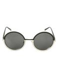 Black & Silver Round Sunglasses, , alternate