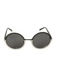Silver & Matte Black Round Sunglasses, , alternate