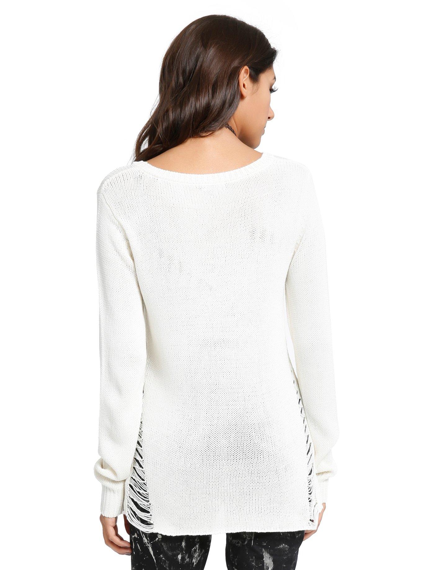 Ivory Music Clef Heart Girls Sweater, , alternate