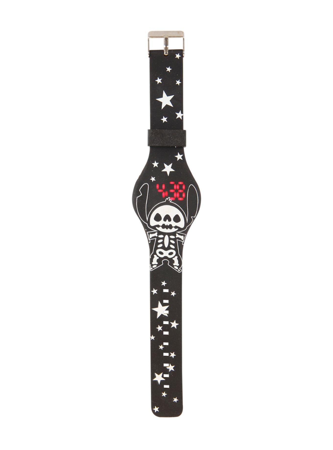 Disney Lilo & Stitch Skeleton & Stars Glow-In-The-Dark Rubber LED Watch, , alternate