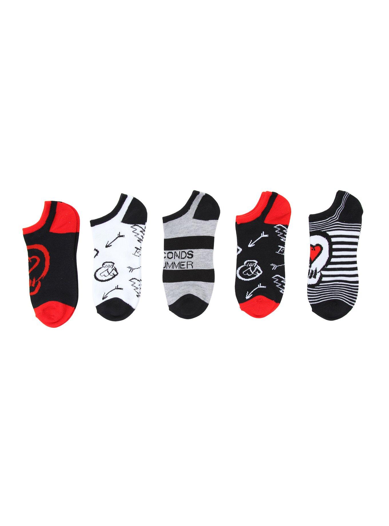 5 Seconds Of Summer No-Show Socks 5 Pair, , alternate
