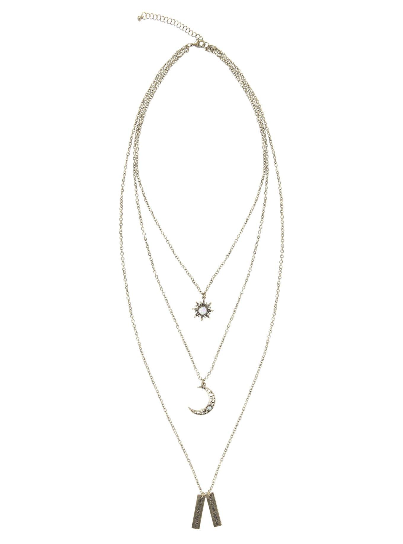 Opal Sun Moon & Bar Gold Layered Necklace, , alternate