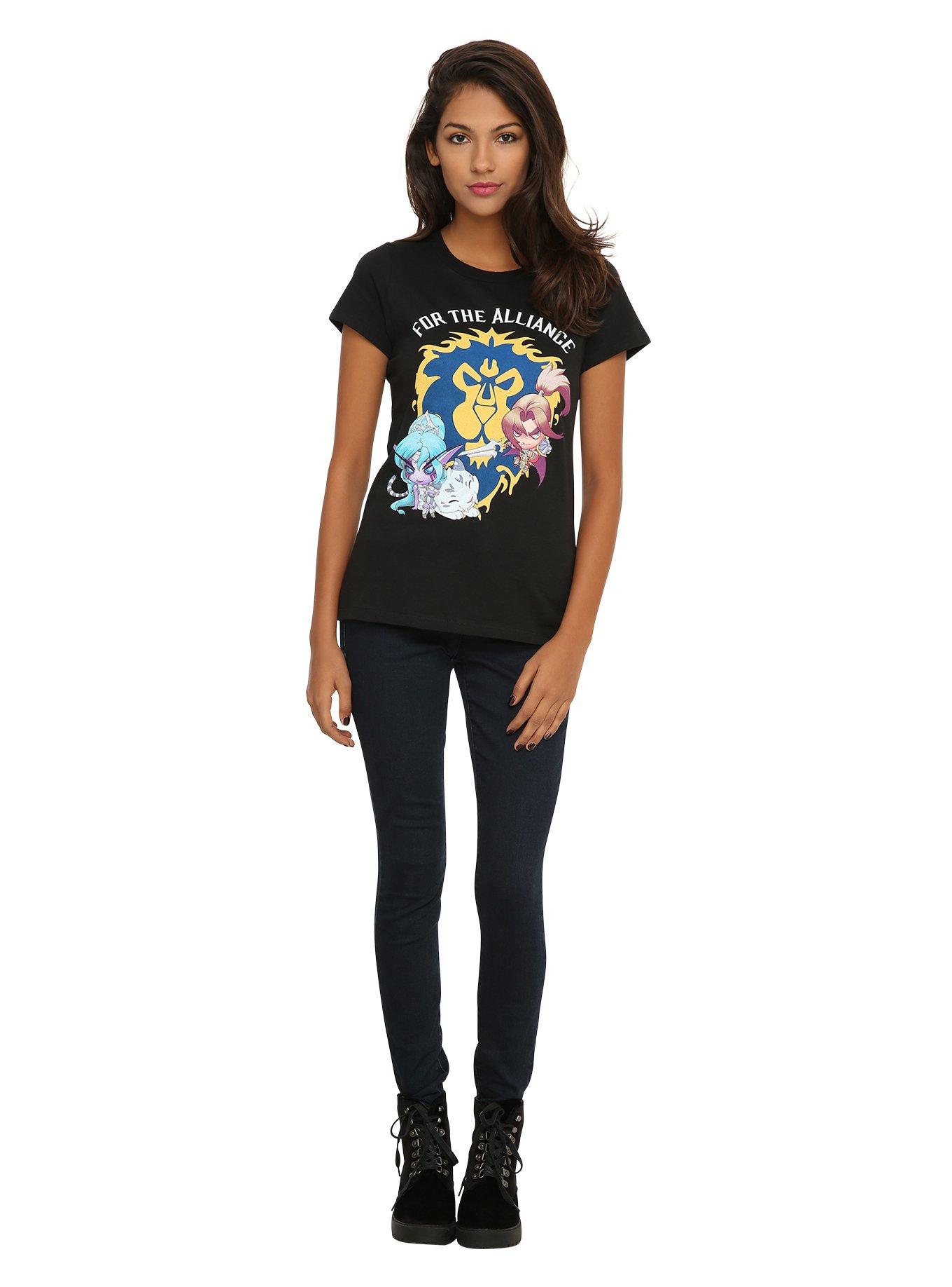 World Of Warcraft For The Alliance Girls T-Shirt, , alternate