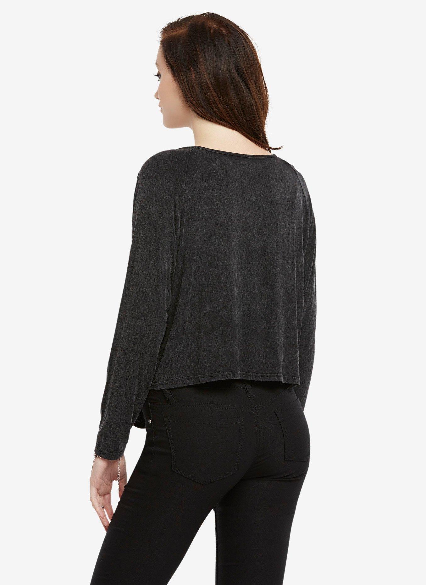 Open Front Drape Top, BLACK, alternate