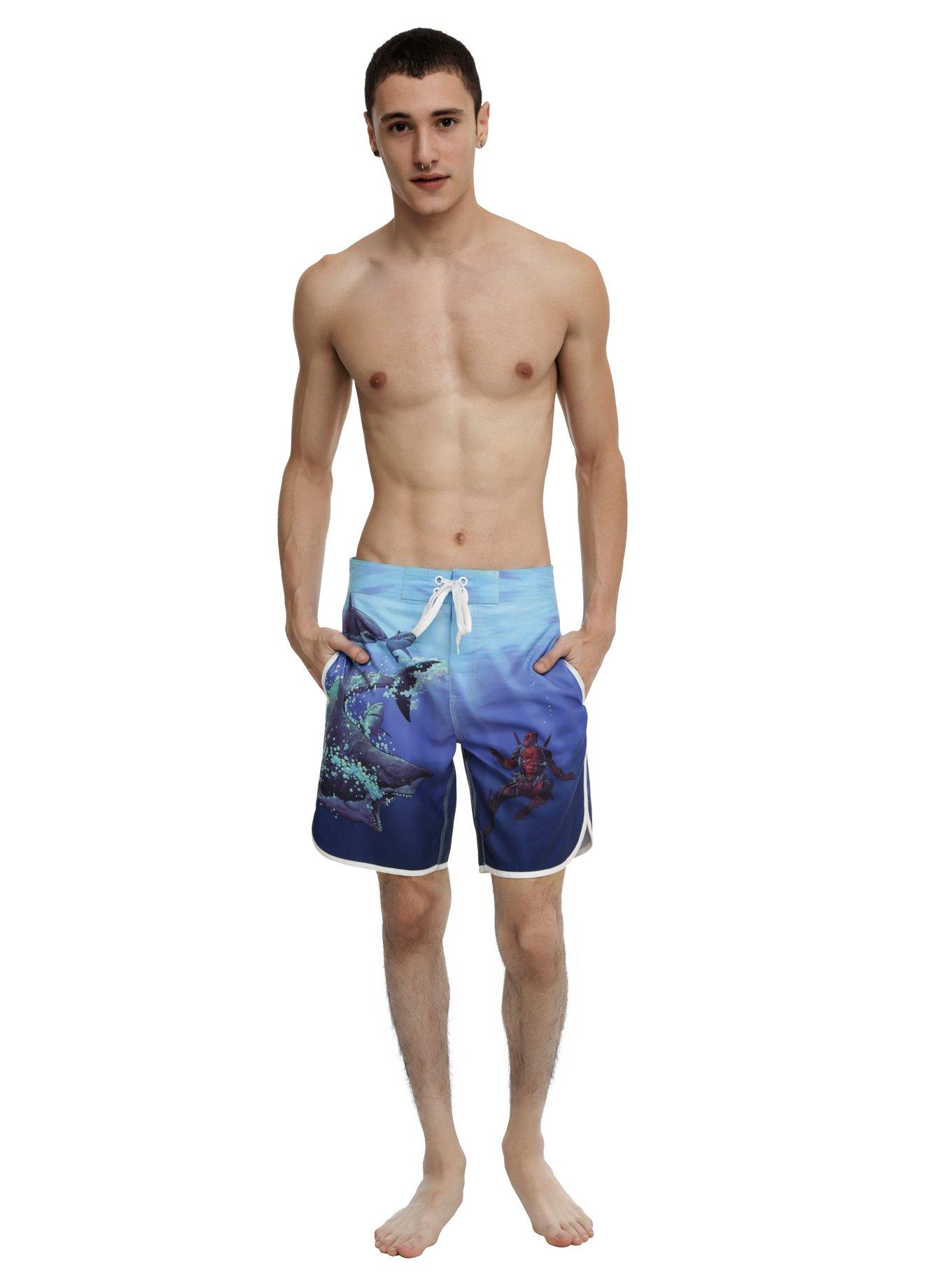 Marvel Deadpool Shark Swim Trunks, , alternate