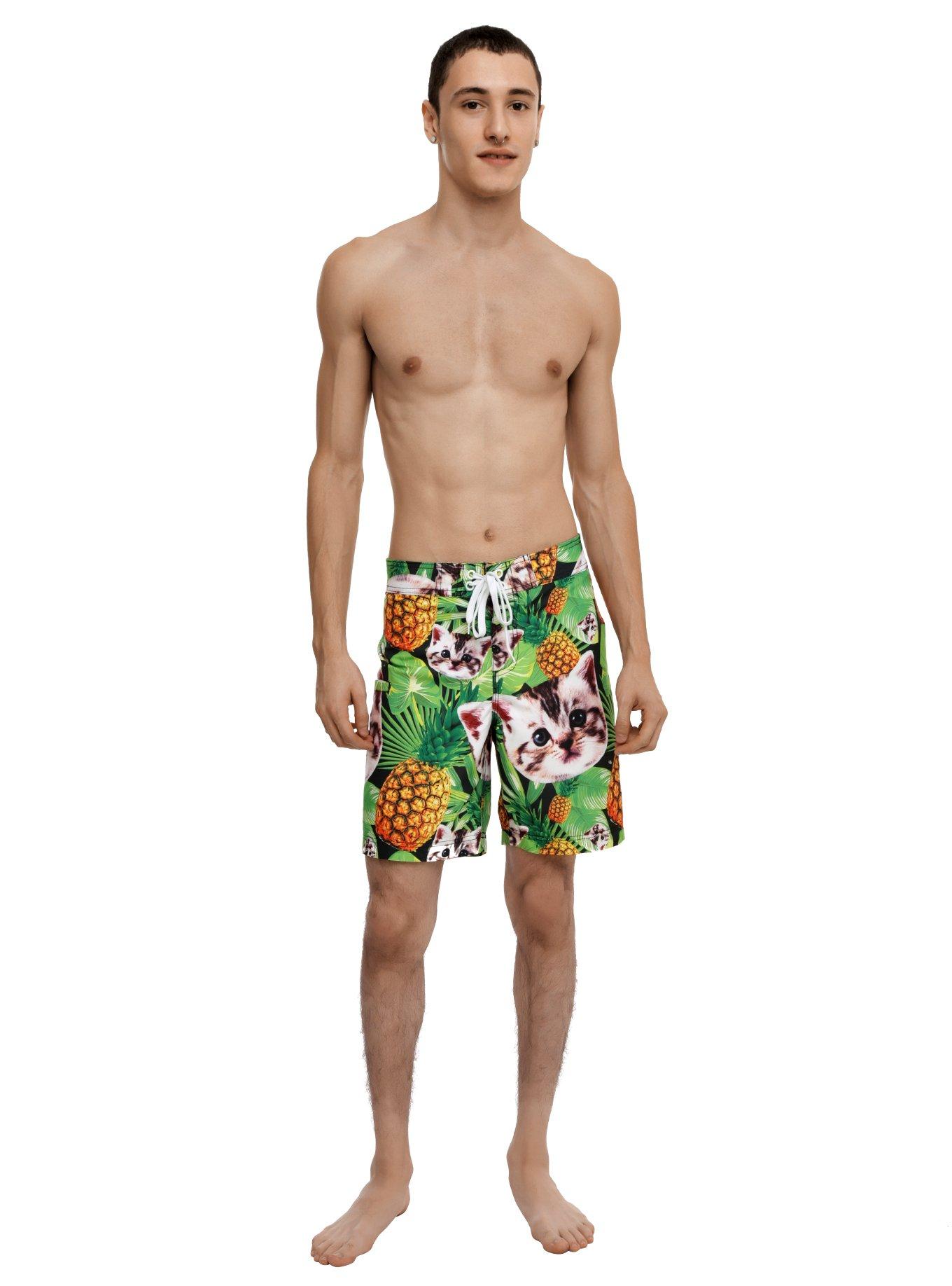 Cats & Pineapples Swim Trunks, , alternate
