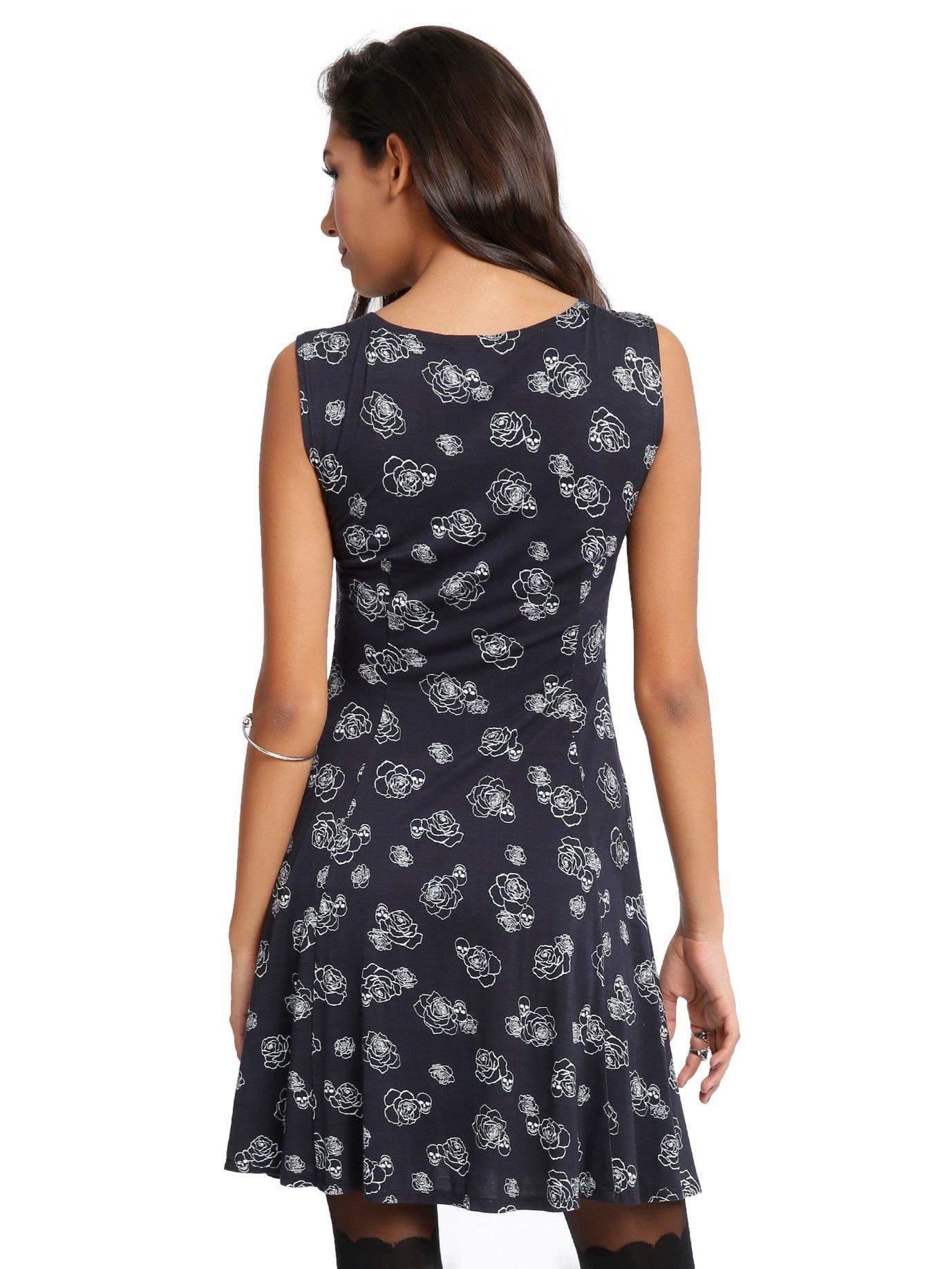 Black & White Floral Dress, , alternate