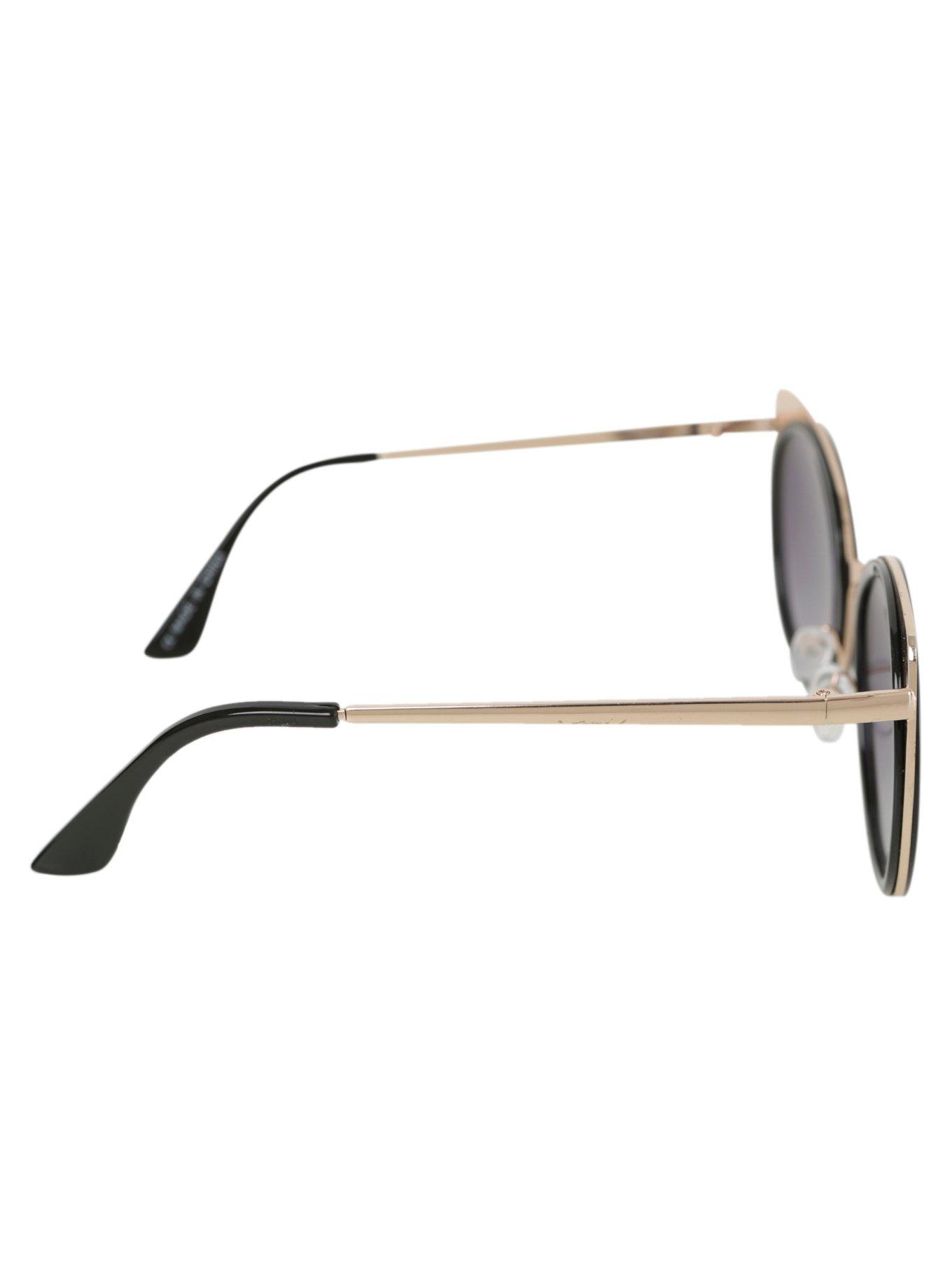 Black & Rose Gold Cat Eye Sunglasses, , alternate