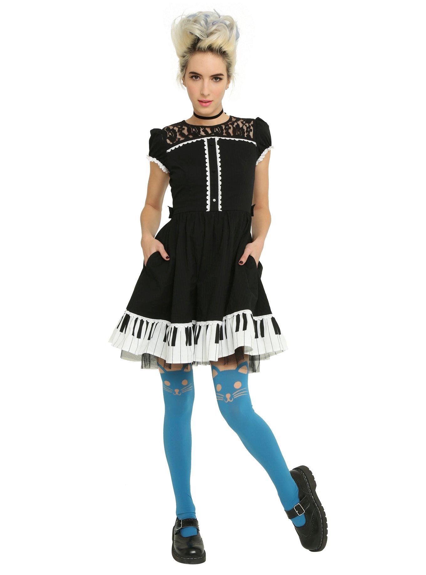 Piano Key Ruffle Dress, , alternate