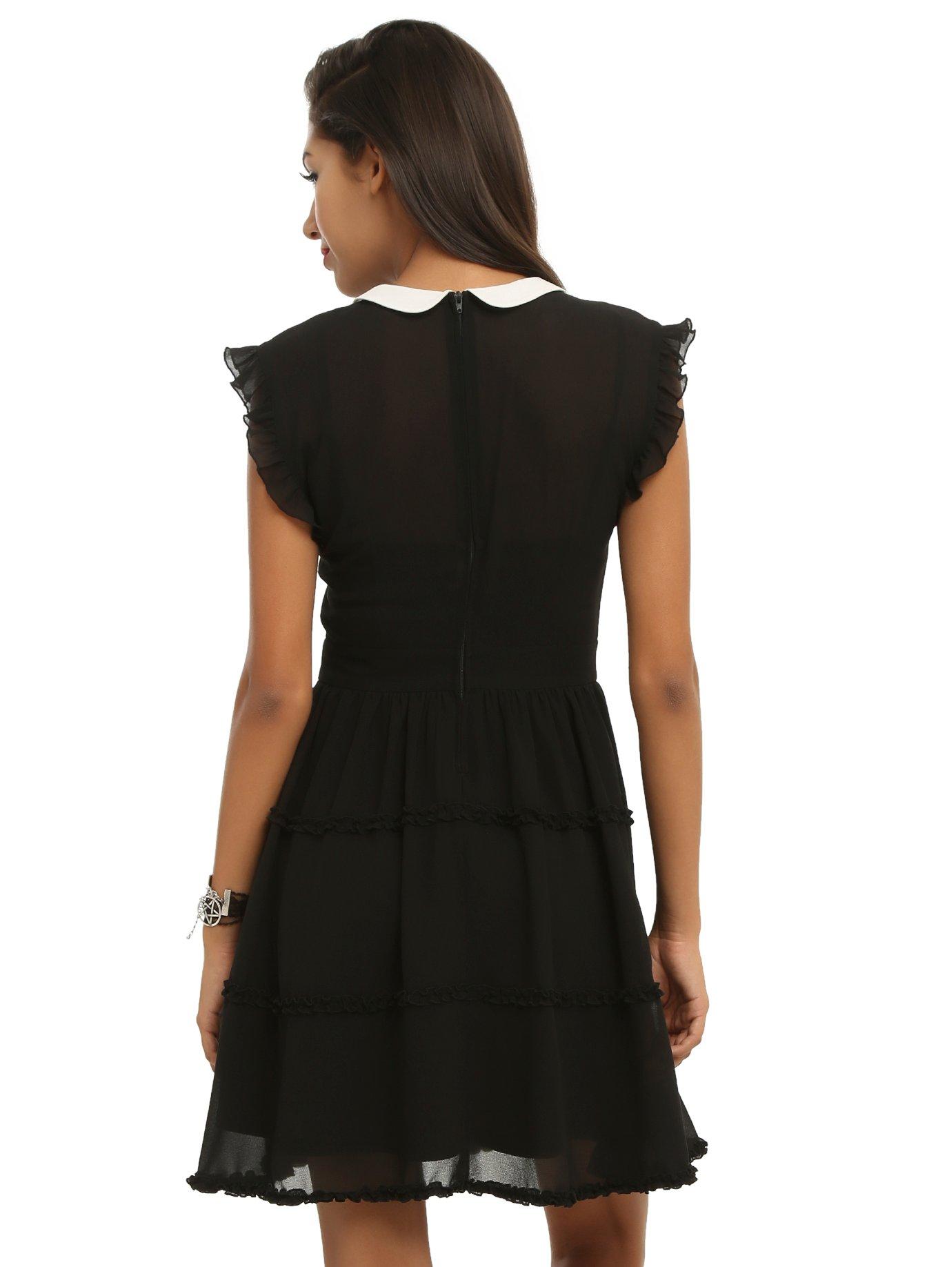 Black & White Collar Chiffon Dress, , alternate