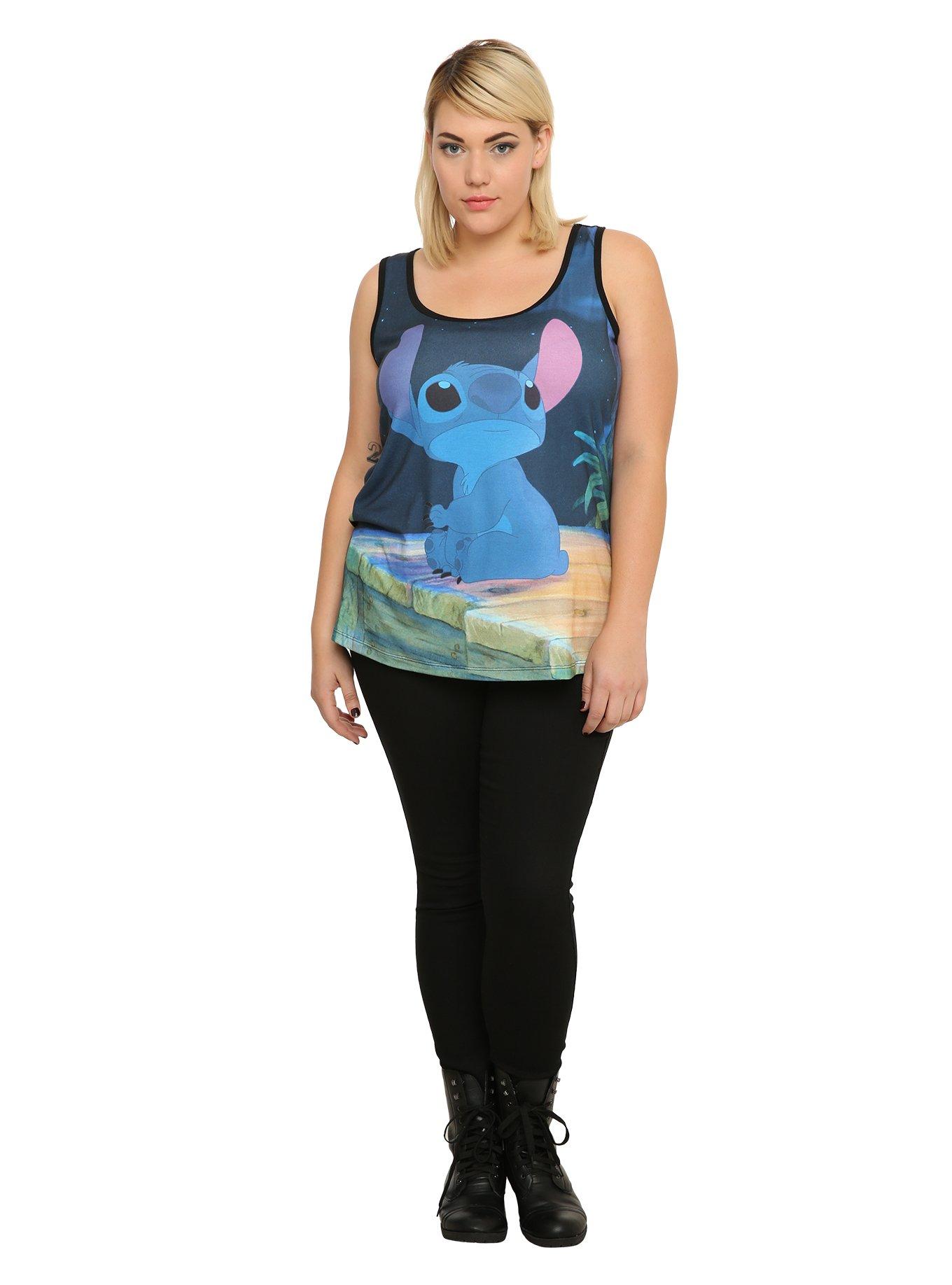 Disney Lilo & Stitch Sad Sublimation Girls Tank Top Plus Size, , alternate