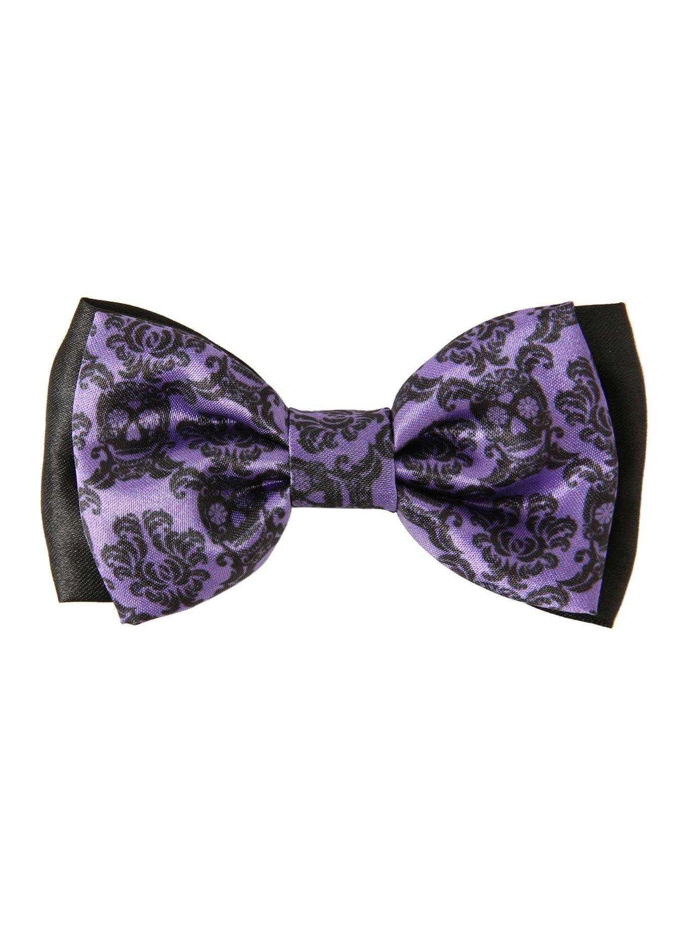 Purple Skull & Filigree Hair Bow, , alternate