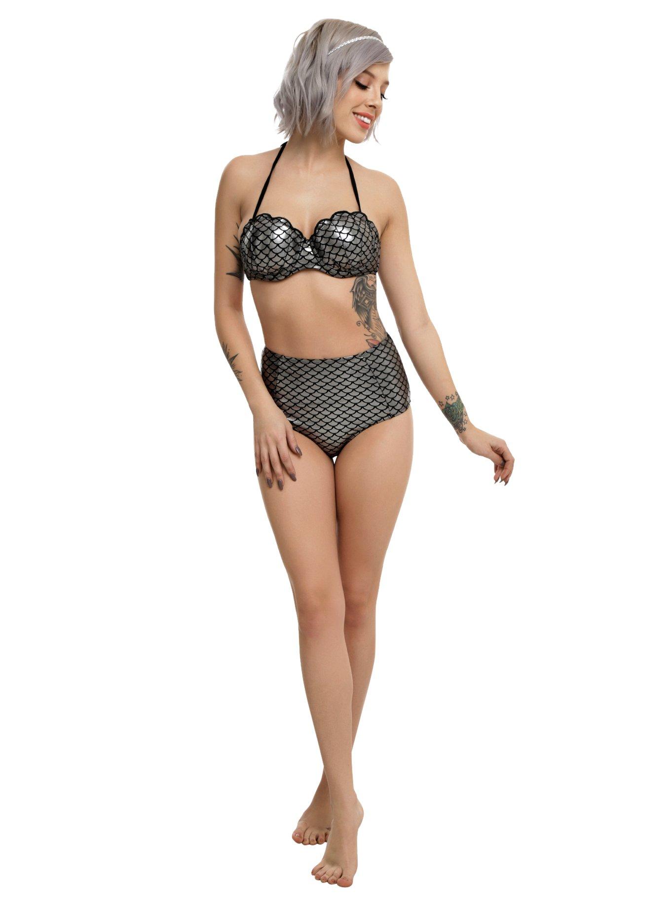 Silver Mermaid Swim Top, , alternate