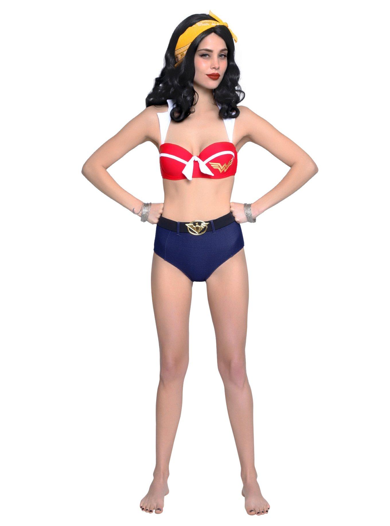 DC Comics Wonder Woman Bombshell Swim Bottoms, BLUE, alternate