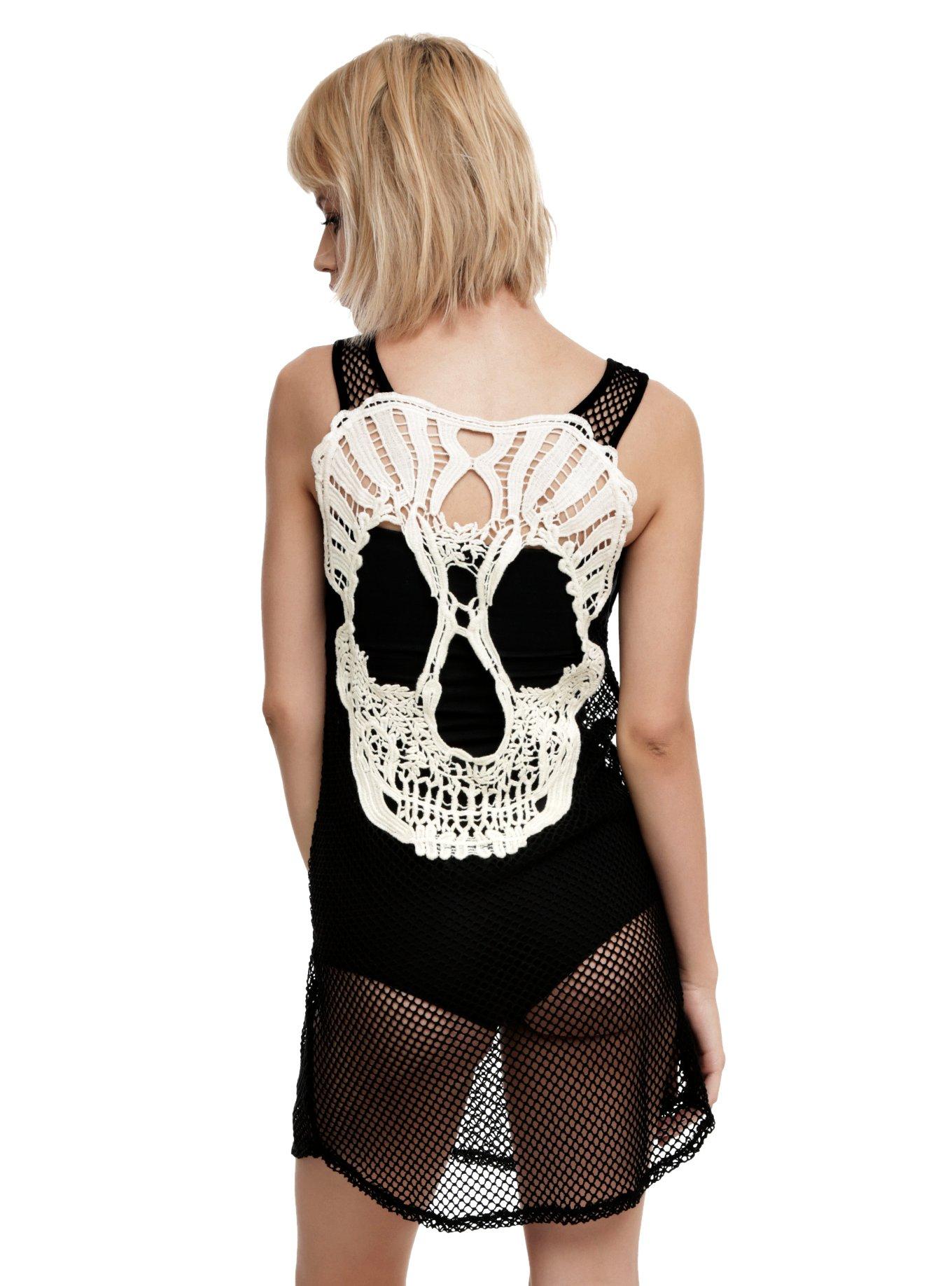 Crochet Skull Fishnet Girls Swim Cover-Up, , alternate