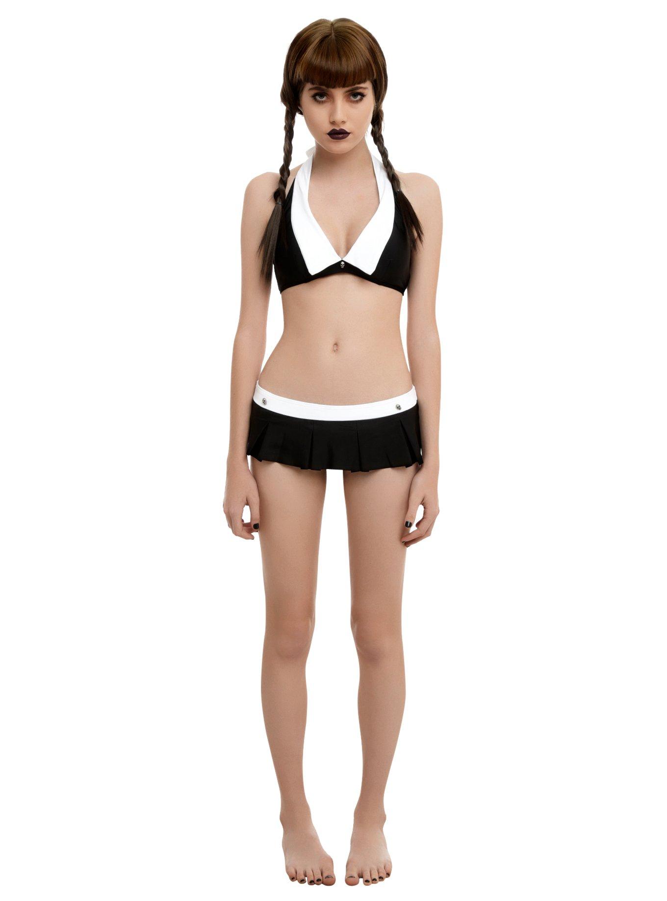 Black & White Sailor Swim Top, BLACK-WHITE, alternate