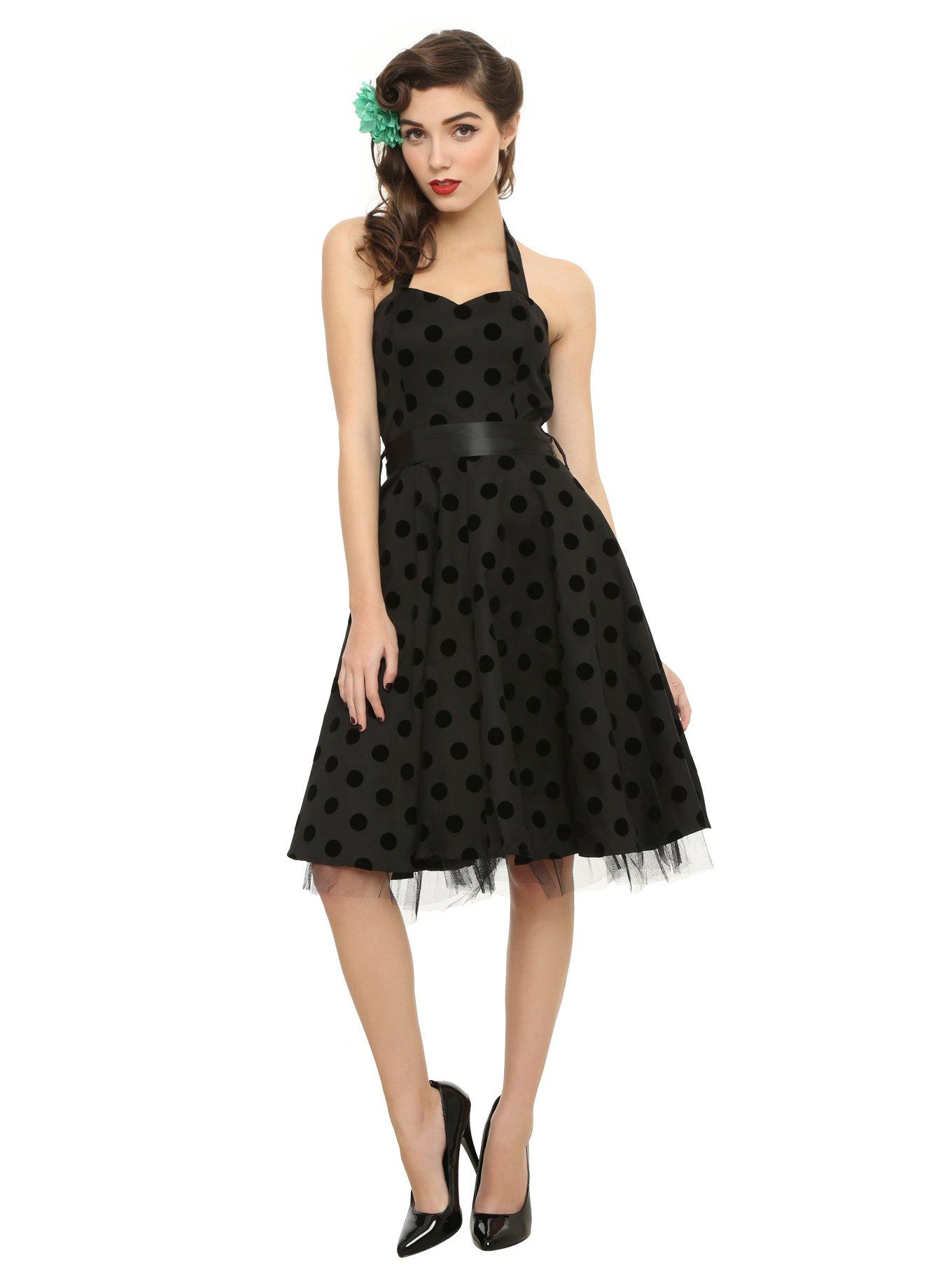Black Polka Dot Swing Dress, , alternate