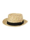 Natural Straw Boater Hat, , alternate