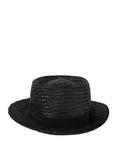 Black Straw Boater Hat, , alternate