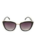 Black & Gold Bridge Cat Eye Sunglasses, , alternate