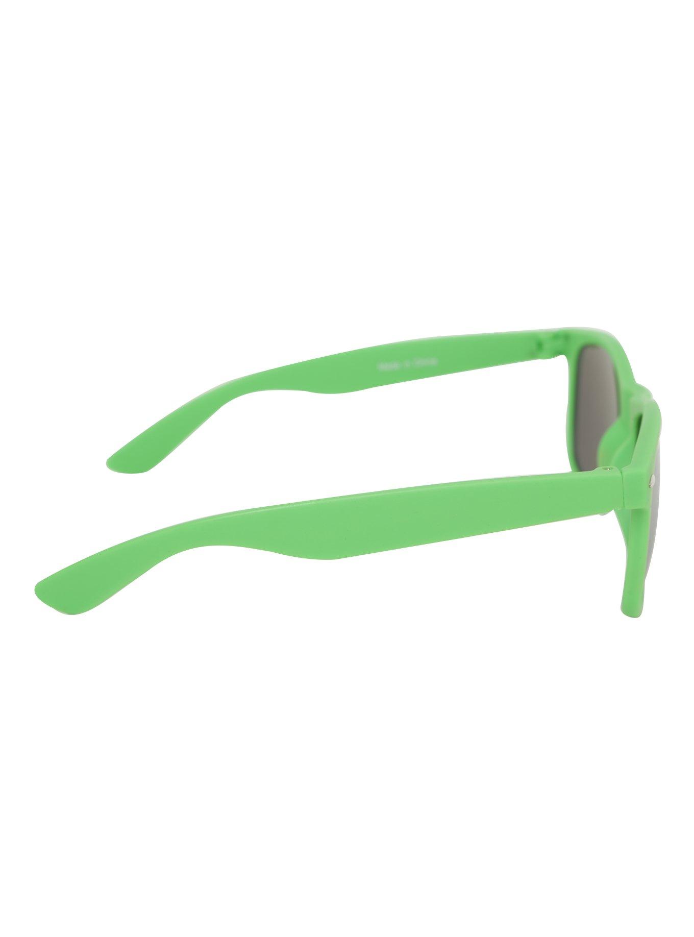 Kelly Green Mirrored Smooth Touch Retro Sunglasses, , alternate