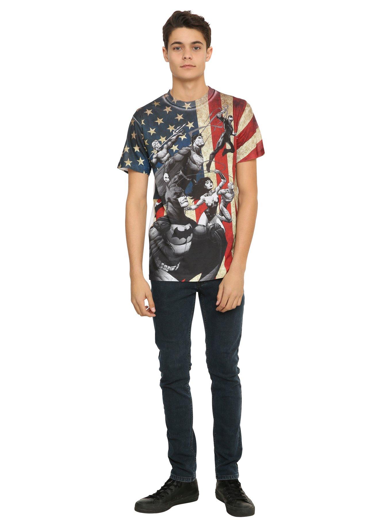 DC Comics Justice League Flag Sublimation T-Shirt, , alternate