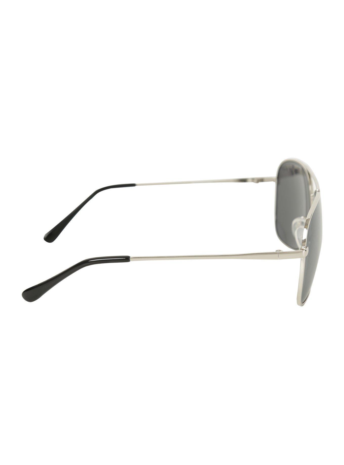 Silver Smoke Lens Aviator Sunglasses, , alternate