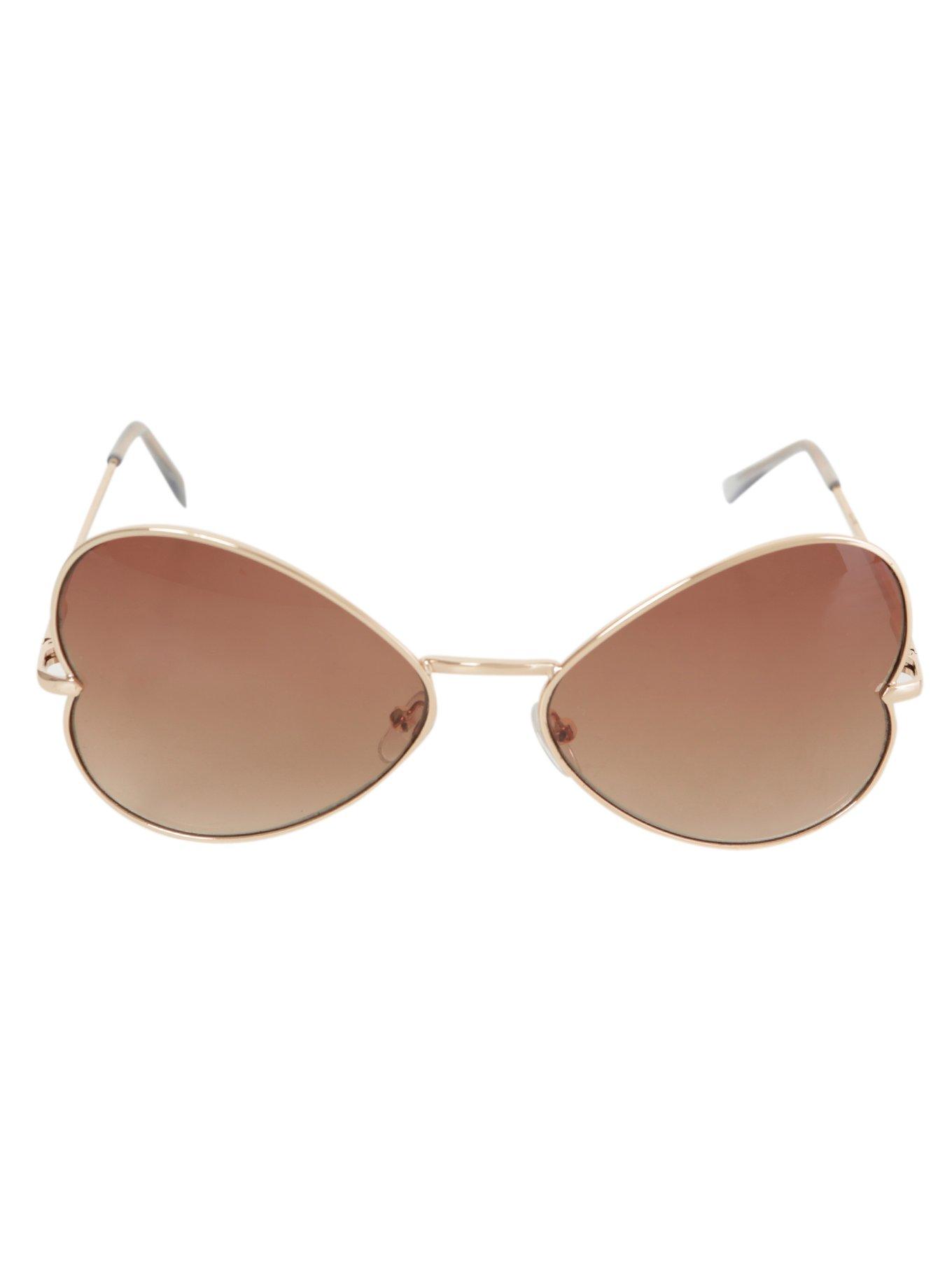 Rose Gold Metal Side Heart Sunglasses, , alternate