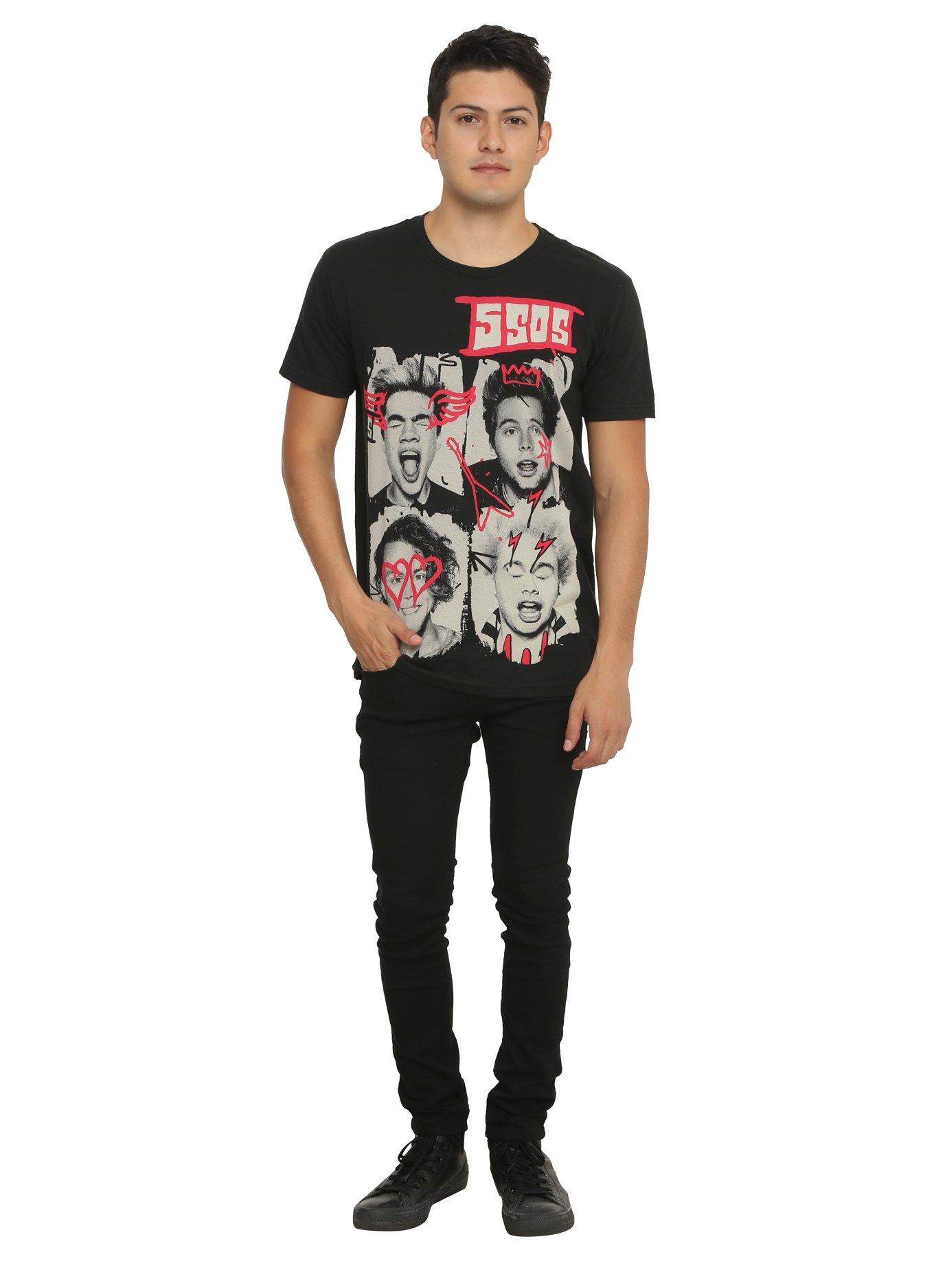 5 Seconds Of Summer Graffiti Faces T-Shirt, , alternate