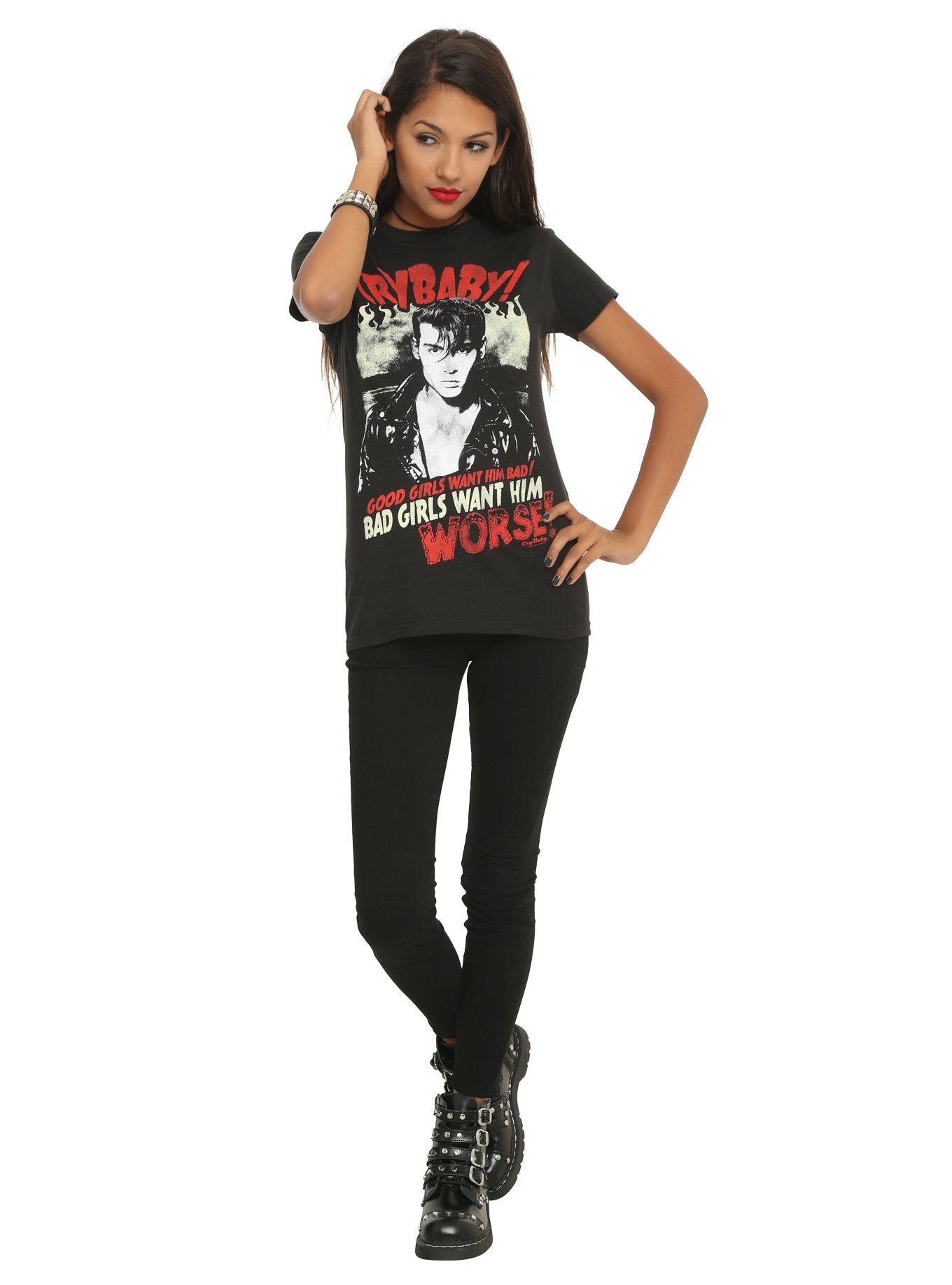 Cry-Baby Bad Girls Want Him Worse Girls T-Shirt, , alternate - view 3