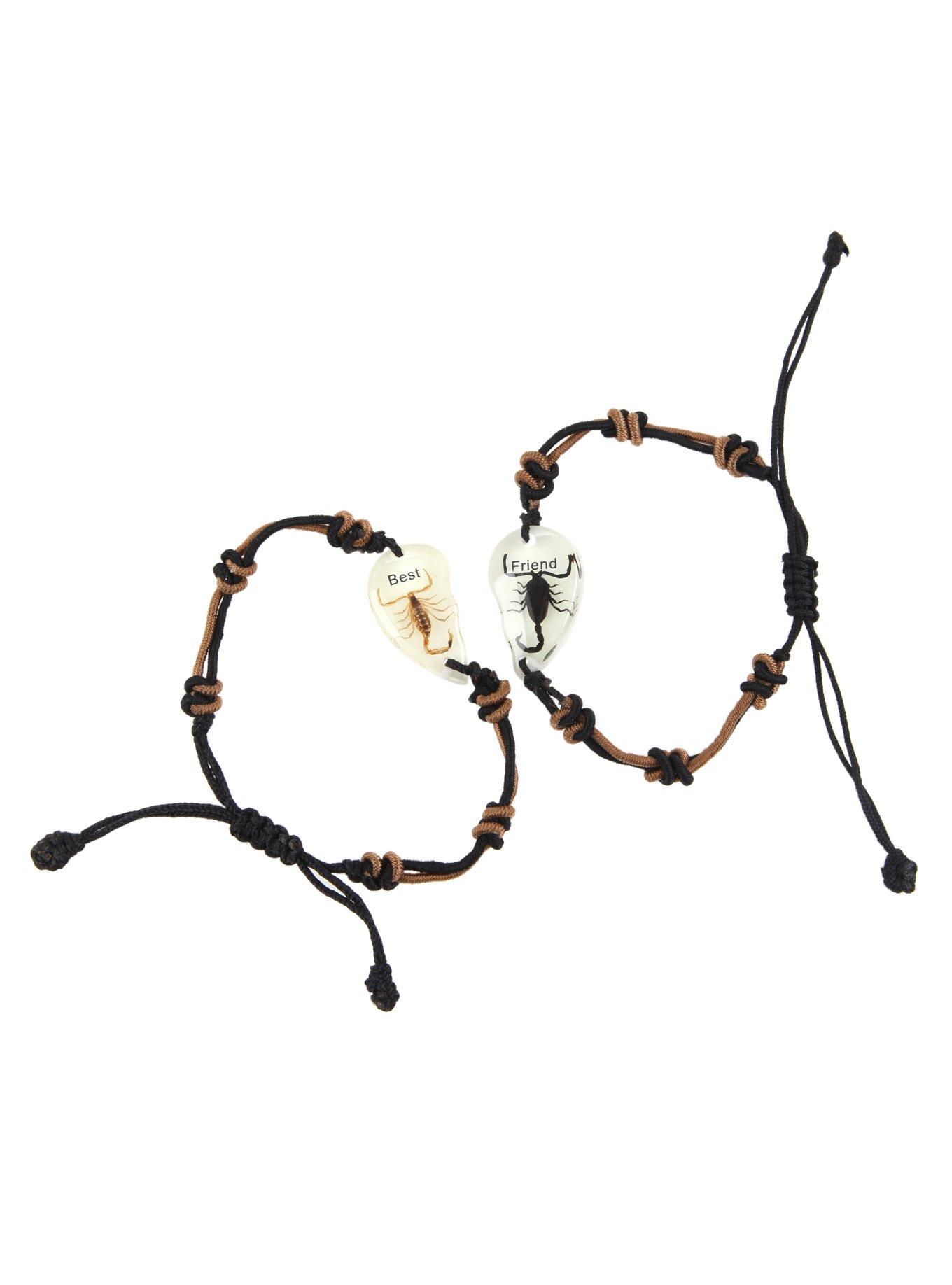 Glow-In-The-Dark Scorpion Heart Best Friend Cord Bracelet Set, , alternate