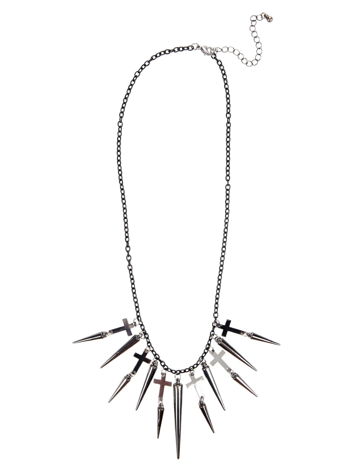Cross & Spikes Necklace, , alternate