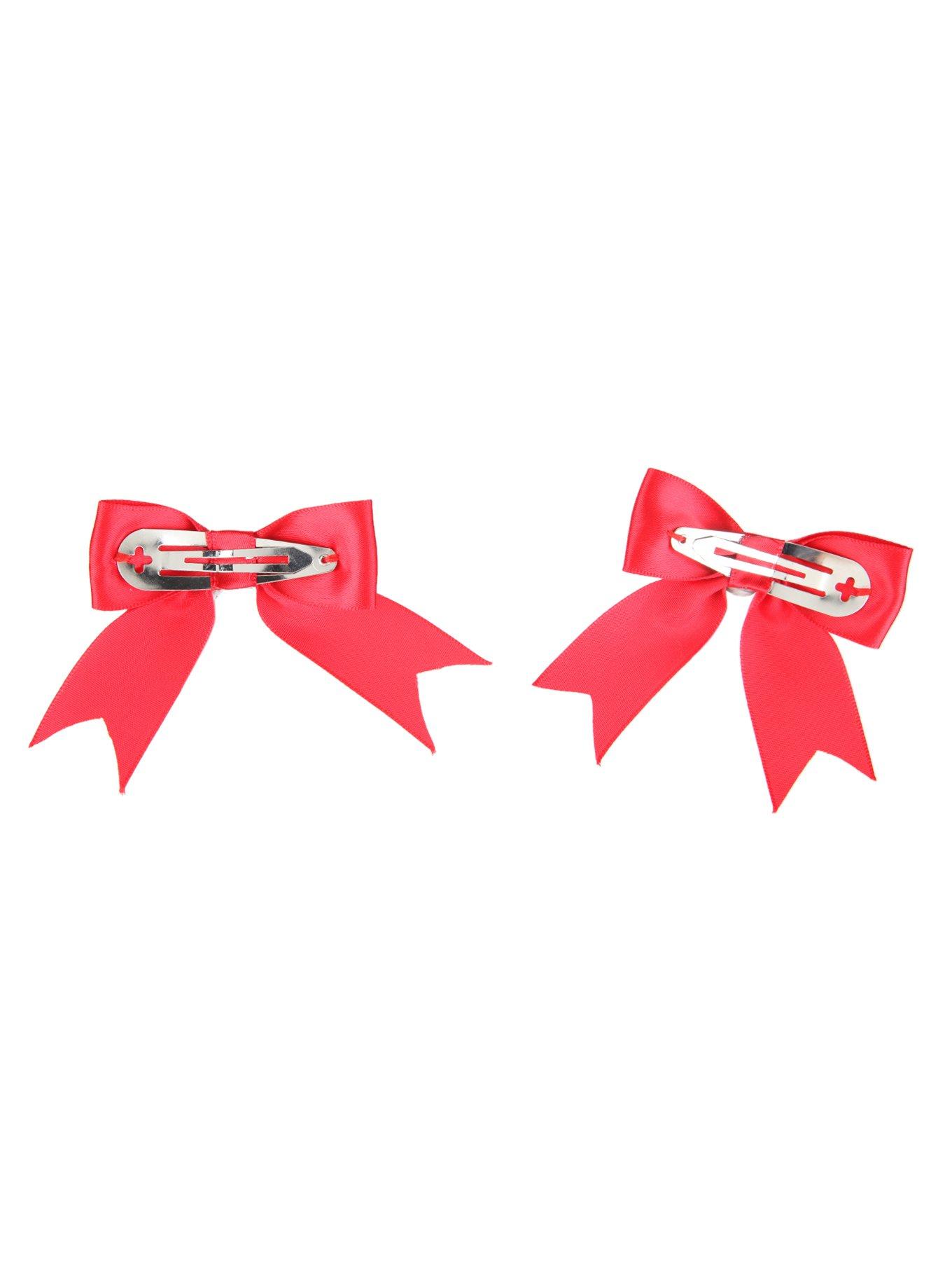 Red Satin Hair Bow 2 Pack, , alternate