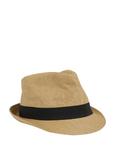 Feather Banded Straw Fedora Hat, , alternate