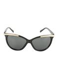 Black Gold Detail Cat Eye Sunglasses, , alternate