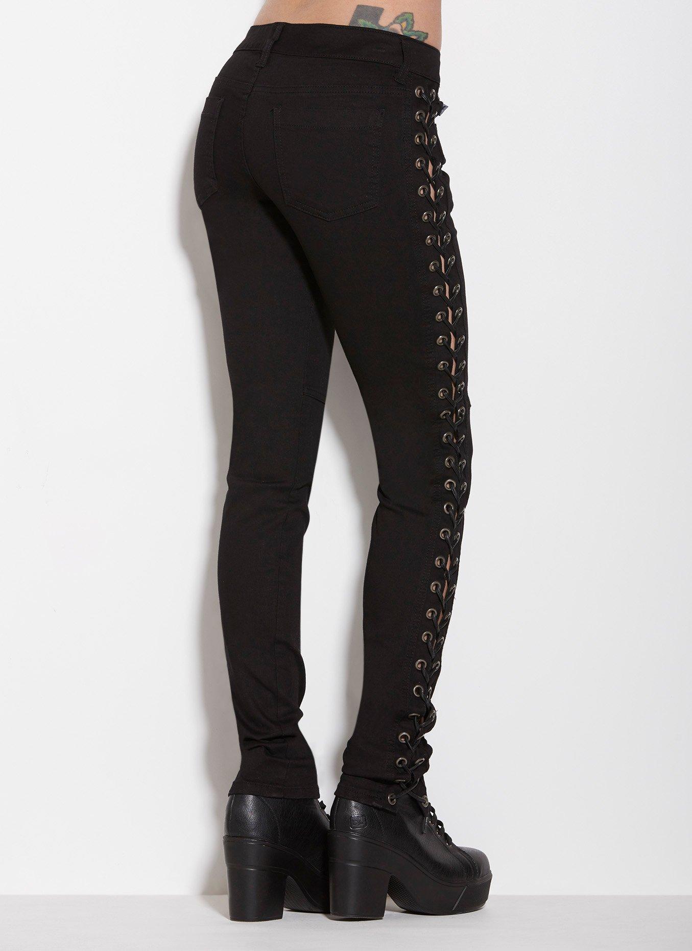 Tripp Lace-Up Denim Jeans, , alternate