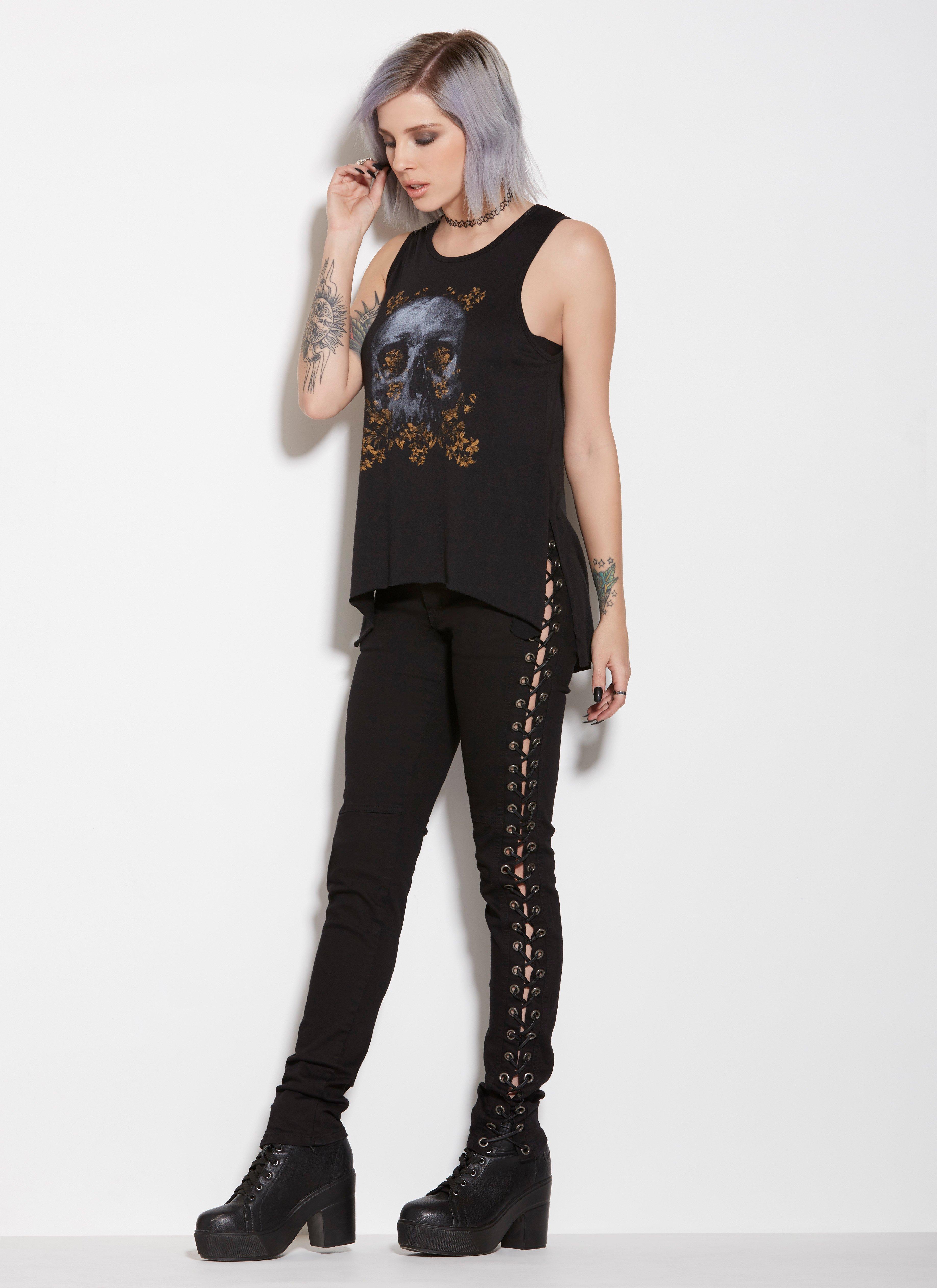 Tripp Lace-Up Denim Jeans, , alternate