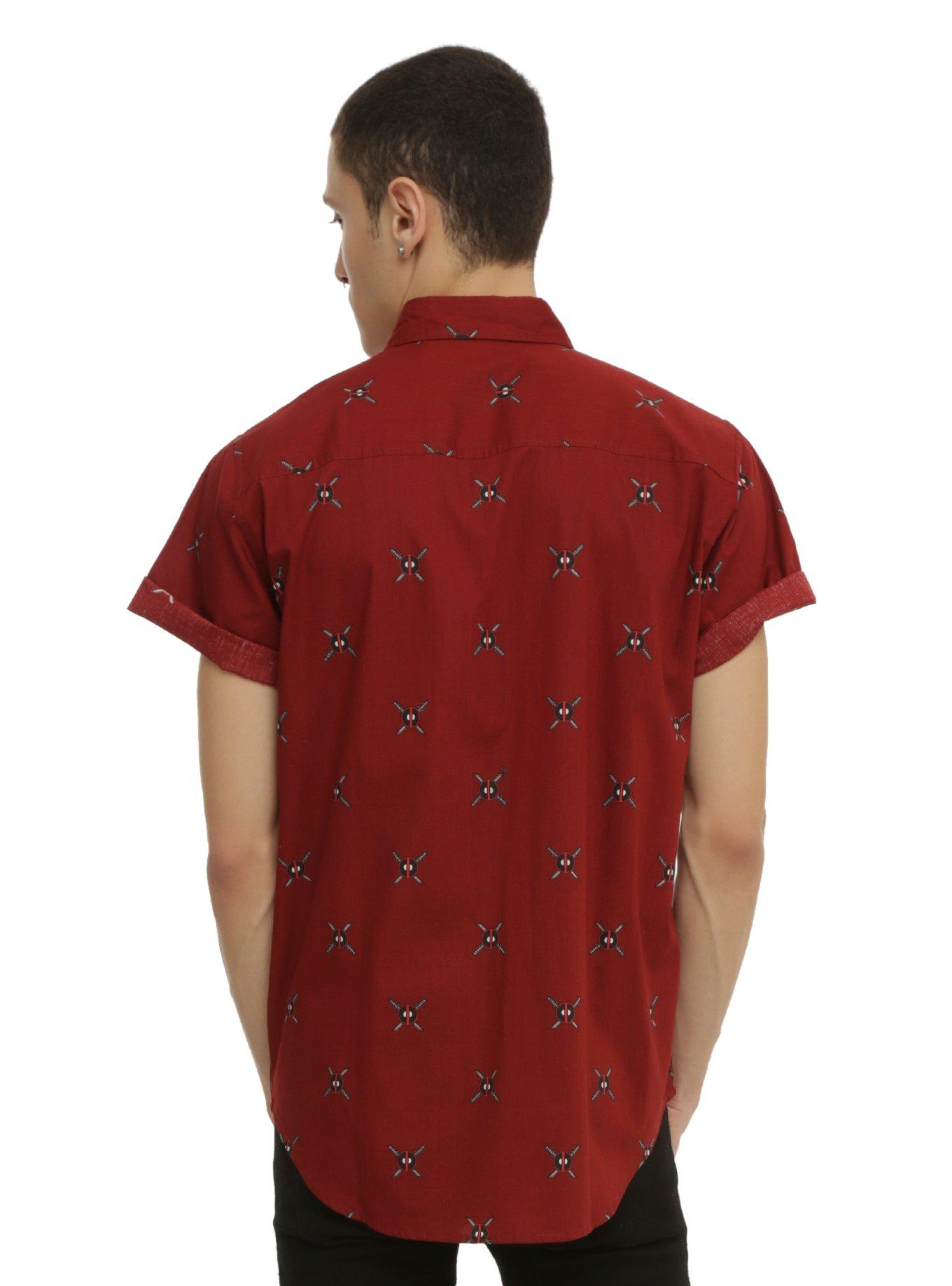 Marvel Deadpool Print Short-Sleeved Woven Button-Up, , alternate