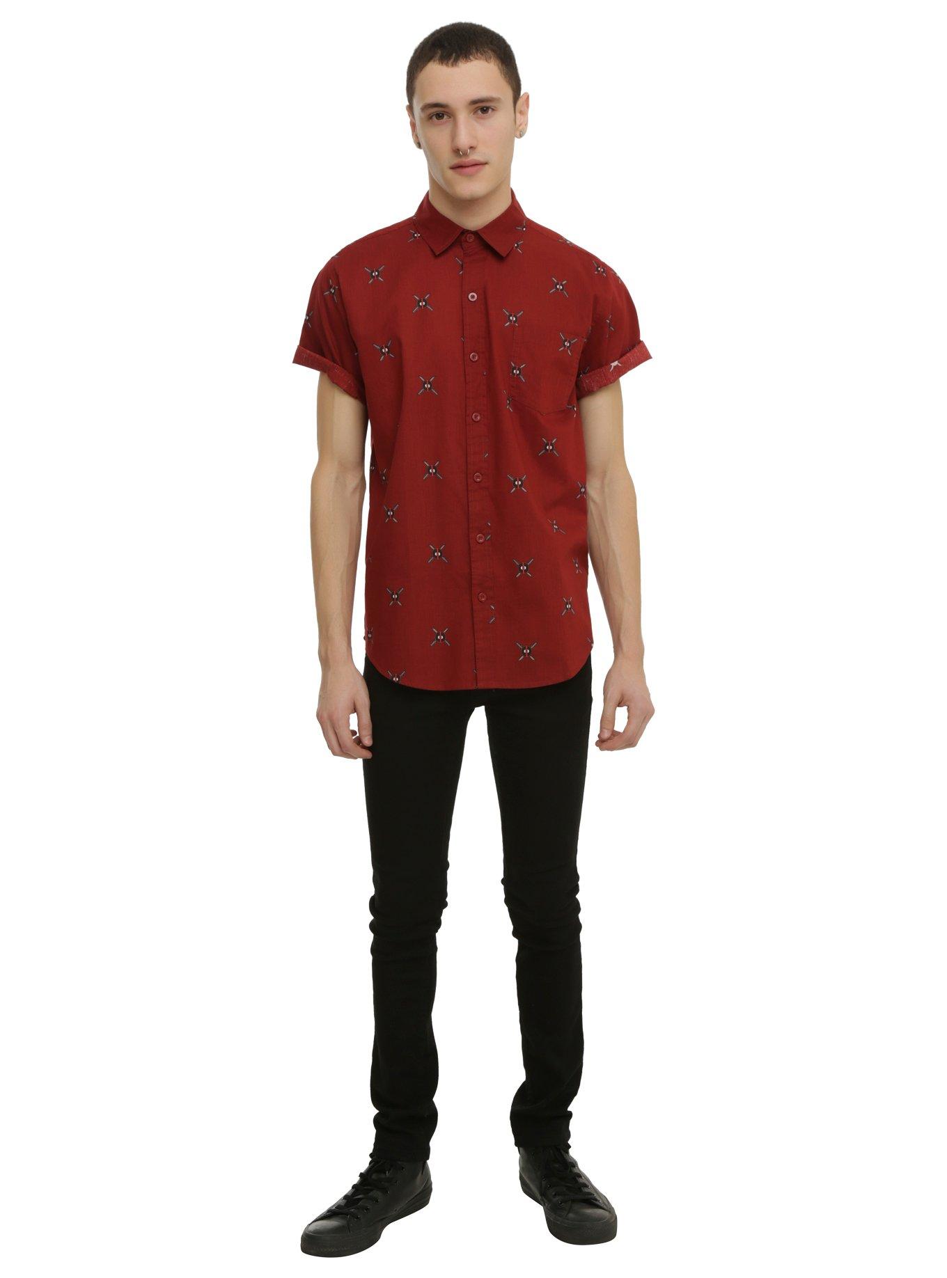 Marvel Deadpool Print Short-Sleeved Woven Button-Up, , alternate