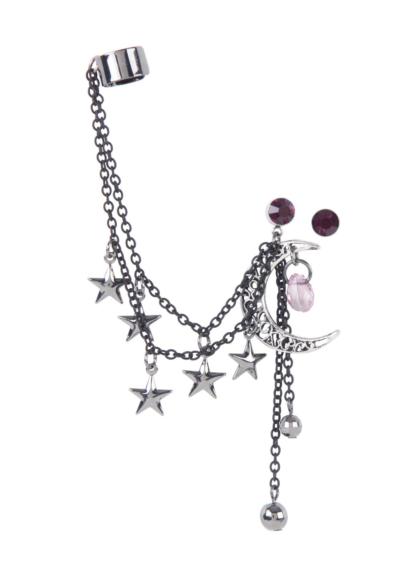 Moon & Stars Cuff Earrings, , alternate