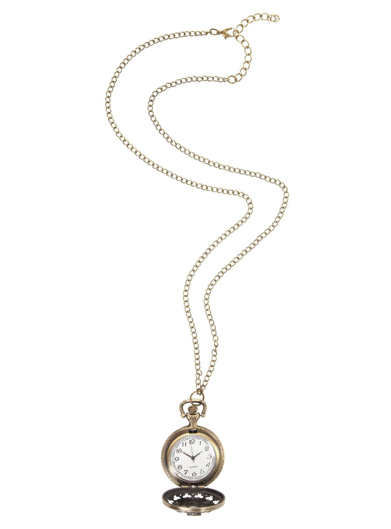Crescent Moon Pocket Watch Necklace, , alternate