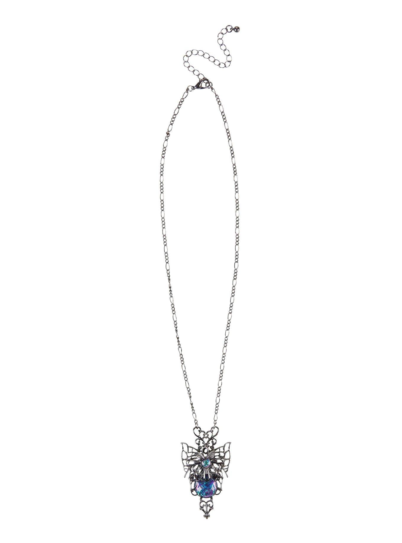 Filigree Opal Butterfly Necklace, , alternate